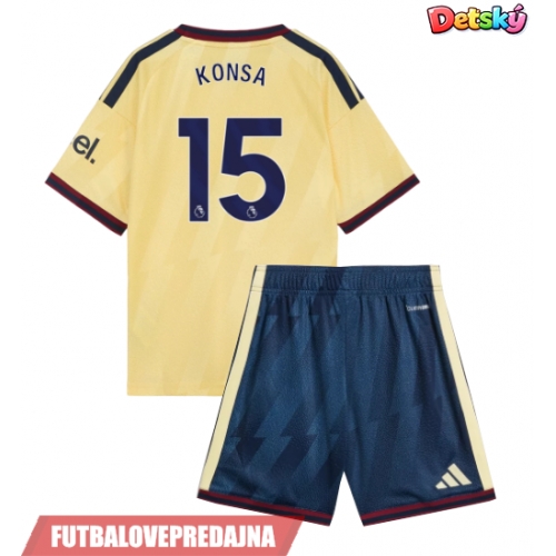 Lacne Dětský Futbalové dres Arsenal Ezri Konsa #15 2026-27 Krátky Rukáv - Tretina (+ trenírky)